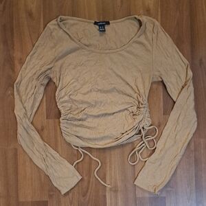 Ambiance Tan Long Sleeve Ruched Top